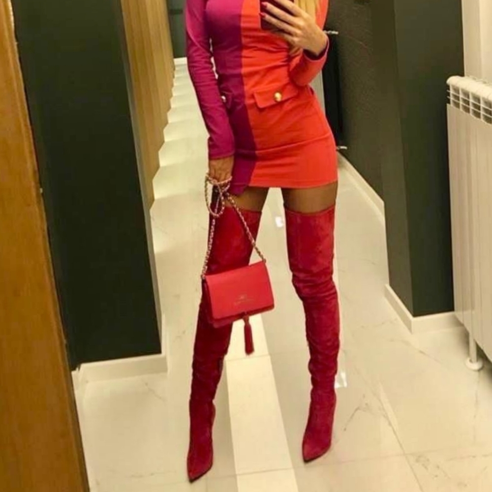Sexy night boots over knee red color - Picture 2 of 5
